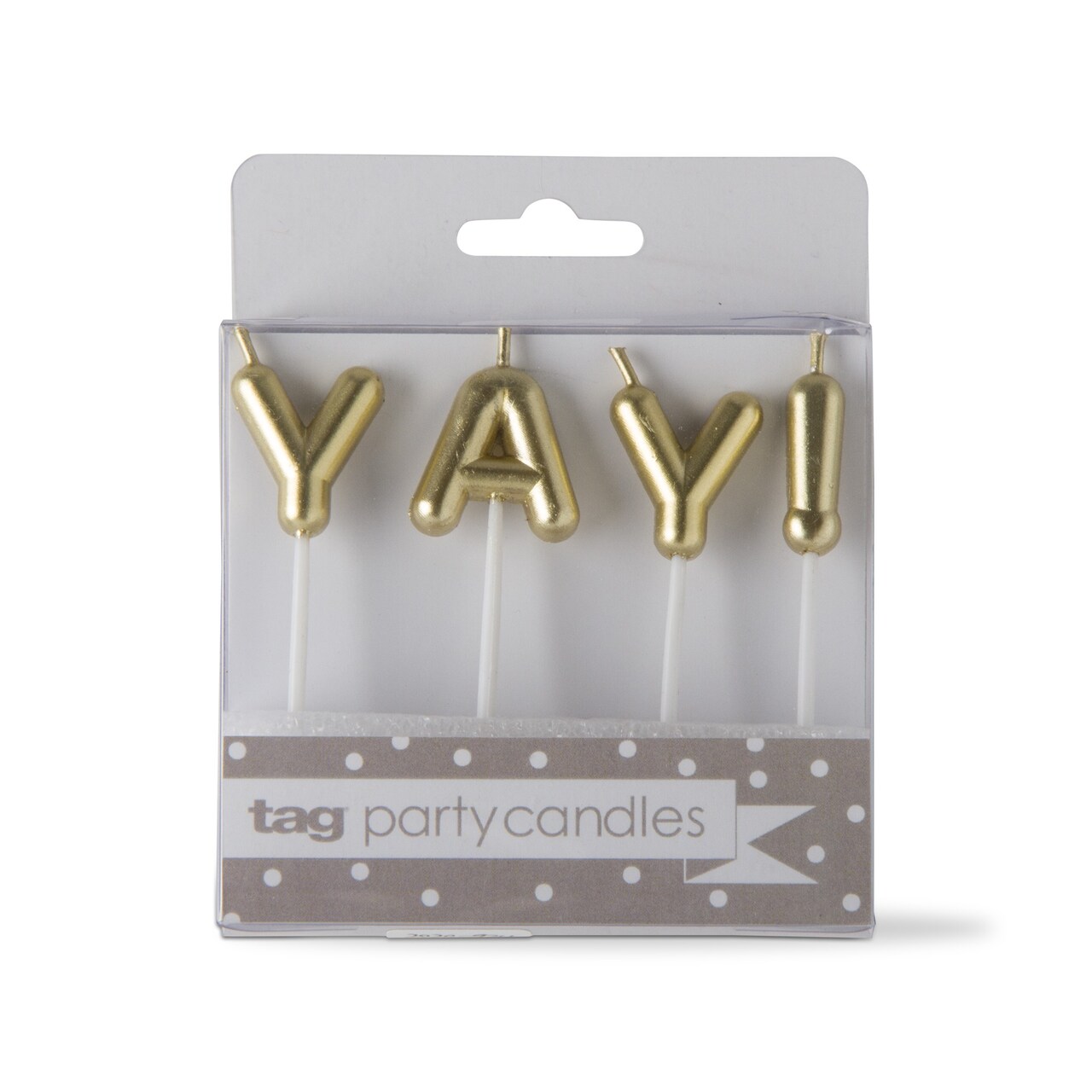 Yay! Candle Set Paraffin Wax Plastic Pick Gold Letters Birthday Party Decor